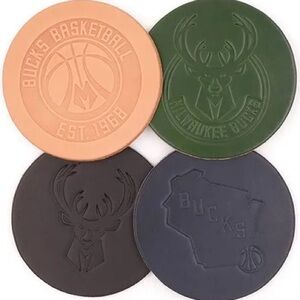 Milwaukee Bucks Leather Coaster Set